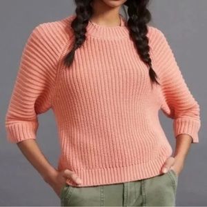 Anthropologie Maeve‎ Mackenzie Chunky Knit Sweater in Coral Size Medium